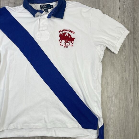 Vtg Polo Ralph Lauren Mens XL Polo Club #2 Big Pony Stripe Embroidered P - Picture 3 of 9